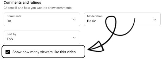 Youtube hiding likes step 4