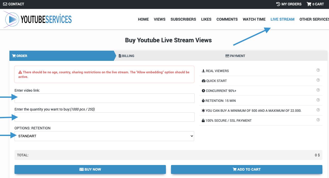 how to buy youtube live stream viewers