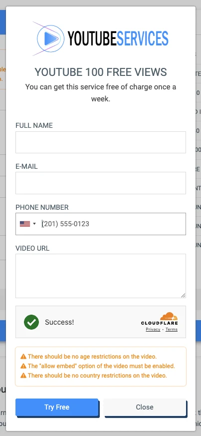 Free YouTube Views Step 2